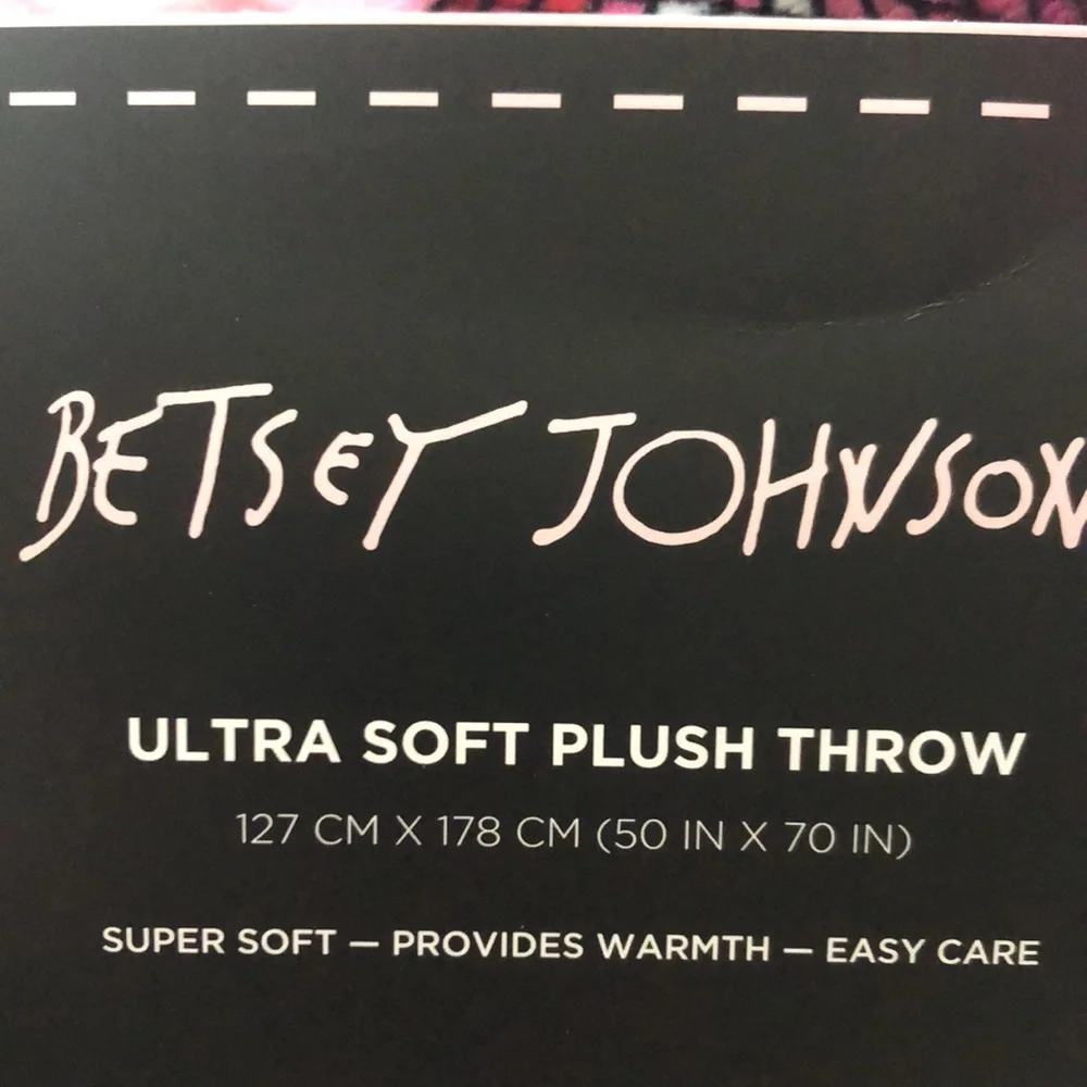 Betsey Johnson Pink DISCO Strawberry Checkered Throw Blanket